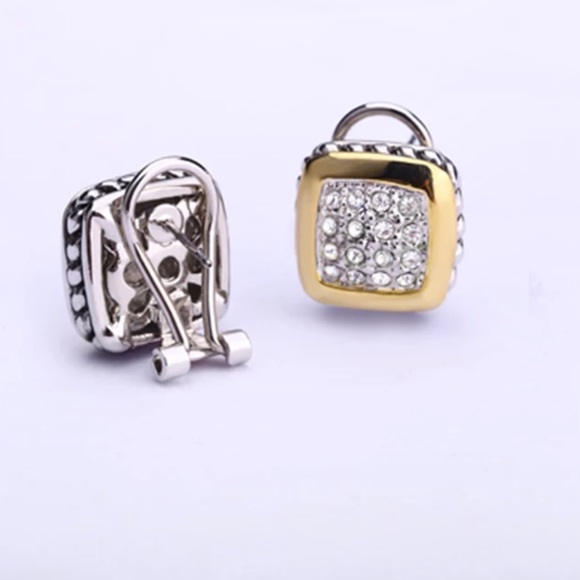 🌟 Silver Gold Earrings - Picture 3 of 5